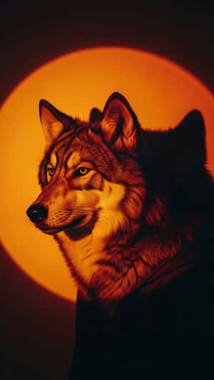 Lobo,retrato,rayos de sol,naranja,fotografía — 1440x2560 Fondos de pantalla