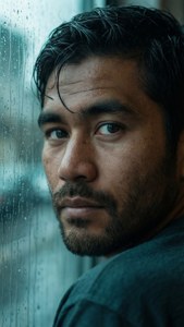 Primer plano de Taku con lluvia en la ventana detrás — Olas del mar Fondos de pantalla
