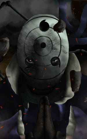 Fondo de pantalla oscuro de Uchiha Obito con máscara Rinne Sharingan. — Galaxy Tab S10+ Fondos de pantalla