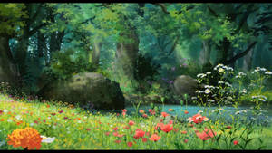 Fondo de pantalla de río bosque arte estético — Estética cottagecore Fondos de pantalla