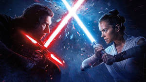Fondo de pantalla de enfrentamiento Ren y Rey en Rise of Skywalker — Studio Display Fondos de pantalla