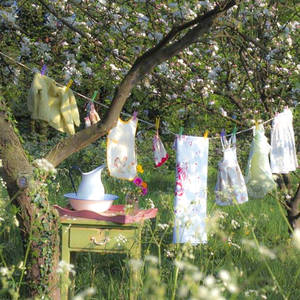 Ropa Tendida en el Campo Estilo Cottagecore para Escritorio