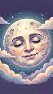 Un lindo fondo de pantalla SVG de una luna con rostro dormido en colores pastel. — Luna Fondos de pantalla
