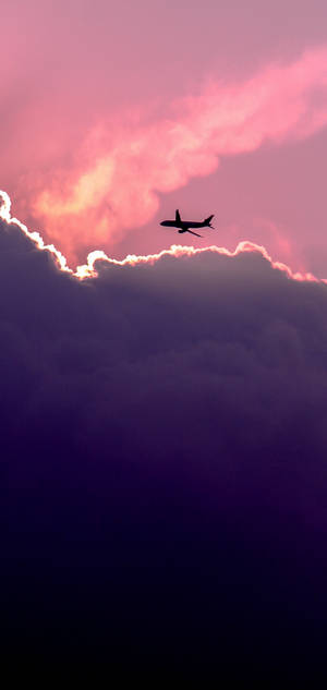 Fondo de pantalla S10 Cielo Rosa Silueta de Avión — iPhone Air Fondos de pantalla