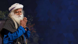Sadhguru Meditando Encabezado — Azul oscuro Fondos de pantalla