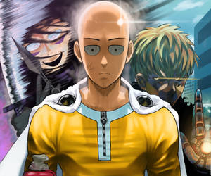 Fondo de pantalla divertido de Saitama y Genos de One Punch Man — Anime divertido Fondos de pantalla