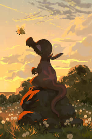Salandit con Cutiefly — Paisaje anime Fondos de pantalla