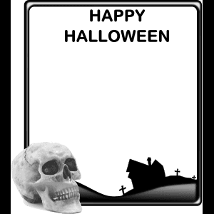 Saludo de Halloween con Calavera y Silueta
