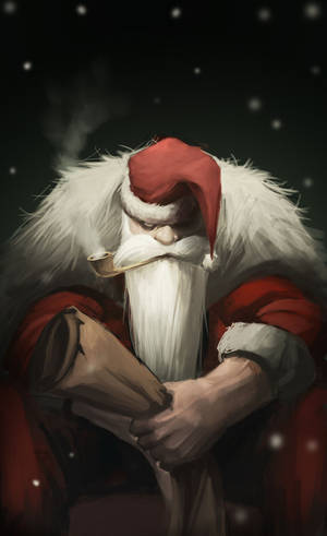 Fondo de pantalla Santa Malvado Fumando en Pipa — Galaxy Tab S9 FE Fondos de pantalla