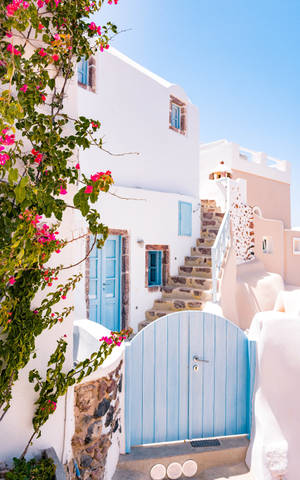 Santorini Minimalista en Colores Pastel — Galaxy Tab Active Fondos de pantalla