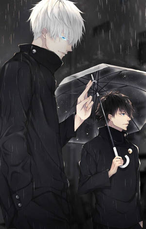 Satoru Y Megumi Jujutsu Kaisen Teléfono Oscuro Lluvioso — Galaxy Tab S11 Fondos de pantalla