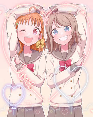Fondo de pantalla de señal de amor lesbiana anime — Anime lesbiana Fondos de pantalla