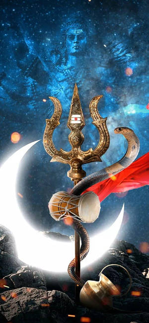 Shiva iPhone Trishula con Luna — Galaxy S25 FE Fondos de pantalla