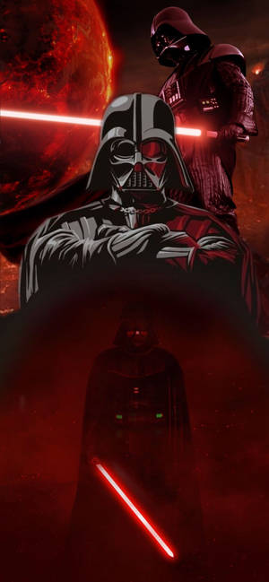 Fondo de pantalla de obra de arte mixta 2D de Star Wars Darth Vader. — iPhone 14 Fondos de pantalla
