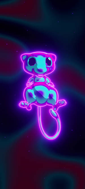 Fondo de pantalla de Mew con brillo neón. — Pixel 11 Fondos de pantalla