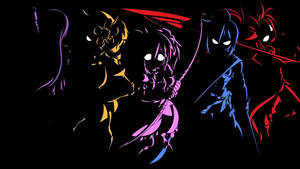 Fondo de pantalla de silueta colorida de personaje de anime oscuro — Anime negro Fondos de pantalla
