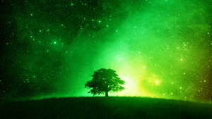 Silueta de árbol estética verde neón