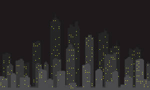 Silueta simple de ciudad nocturna