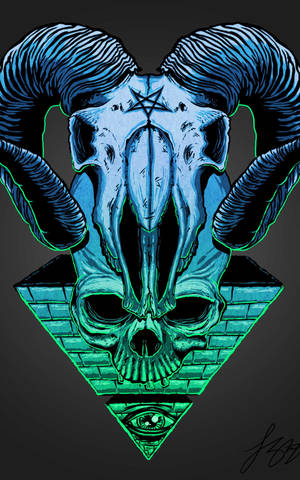 Fondo de pantalla de calavera Illuminati en pirámide invertida sobre fondo negro — Galaxy Tab S10 Ultra Fondos de pantalla