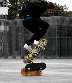 Fondo de pantalla del truco Ollie en patineta. — Galaxy Z Fold Fondos de pantalla