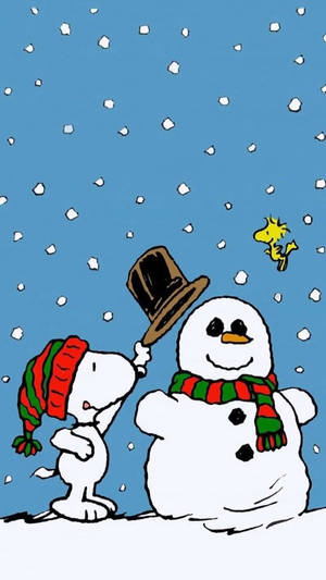 Fondo de pantalla Snoopy Gorro de Muñeco de Nieve Navideño — Snoopy navidad Fondos de pantalla