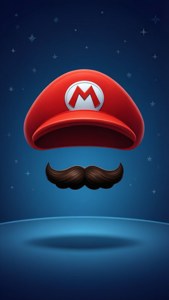Abstracto minimalista del sombrero rojo y el bigote de Mario. — Nintendo Fondos de pantalla