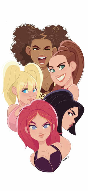 Fondo de pantalla Spice Girls Cartoon Art para teléfono. — iPhone X Fondos de pantalla