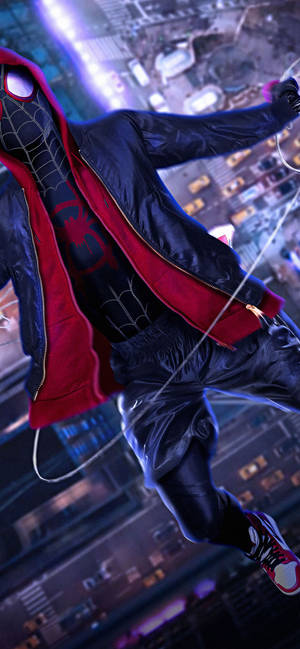Fondo de pantalla realista de Spider Man En Spider Man Into The Spider Verse — iPhone 16e Fondos de pantalla