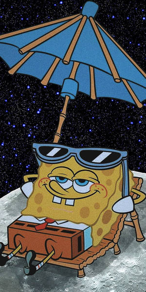 SpongeBob Relajándose en Estilo Estético en el Espacio — Estético caricatura Fondos de pantalla