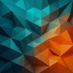 S24 Ultra con fondo geométrico low-poly, verde azulado y naranja, arte moderno.
