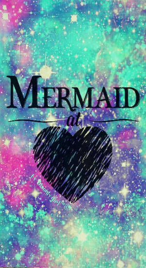 Fondo de pantalla móvil colorido de sirena de corazón con destellos.