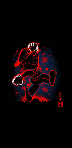 Fondo de pantalla AMOLED de Super Mario en contorno rojo y fondo negro. — AMOLED Fondos de pantalla