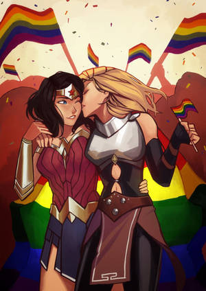 Fondo de pantalla de superheroínas lesbianas anime — Anime lesbiana Fondos de pantalla