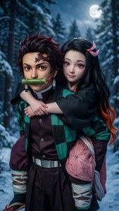 Fondo de pantalla protector de Tanjiro y Nezuko de Demon Slayer — Pareja de anime GIF Fondos de pantalla
