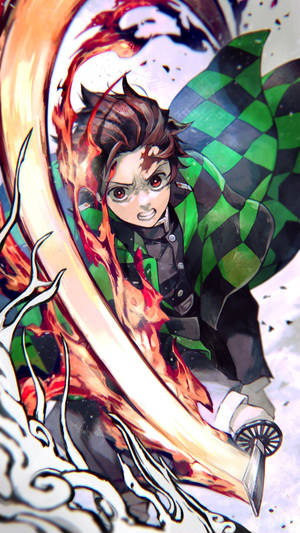 Tanjiro Kamado con Capa Verde Oscura — Demon slayer iPhone Fondos de pantalla