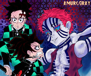 Tanjiro y Akaza de Demon Slayer — Demonio genial cazador Fondos de pantalla