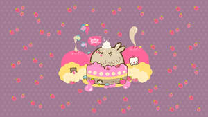 Fondo de pantalla de portada de fresas lavanda kawaii.