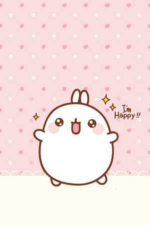 Fondo de pantalla kawaii de Molang conejo feliz.