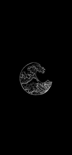 Teléfono estético en blanco y negro — Ola japonesa Fondos de pantalla