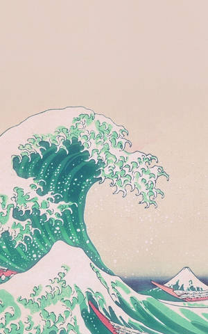 Teléfono con Ola Linda Estética — Ola japonesa Fondos de pantalla