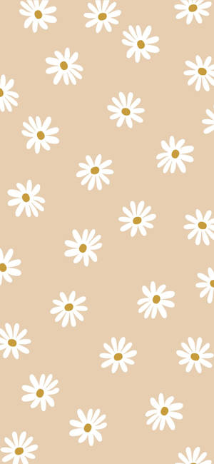 Teléfono estético beige con flores de margarita