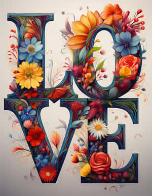 amor, diseño floral, tipografía colorida, lettering decorativo, obra de arte, fondo de pantalla estético, tema romántico, arte de caligrafía, composición gráfica, ilustración digital — Amor Fondos de pantalla