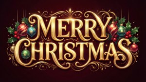 Texto 'Feliz Navidad' al estilo anime con adornos
