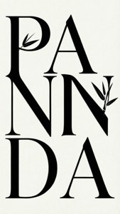 Fondo de pantalla tipográfico minimalista con el texto 'PANDA' y una hoja de bambú. — iPhone Se Fondos de pantalla