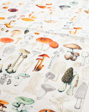 Toalla de cocina estampada con lindos hongos vintage — Champiñón lindo Fondos de pantalla