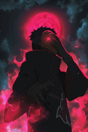 Tobi Naruto Aesthetic Rojo Chakra y Luna — Fondo rojo aesthetic Fondos de pantalla