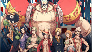 Hermoso fan art de la tripulación de Sombrero de Paja en wallpaper de One Piece.