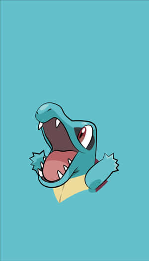 Toma de medio cuerpo de un vibrante Totodile — Anime para celular Fondos de pantalla