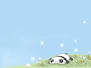 Fondo de pantalla azul pastel del lindo personaje panda llamado Tarepanda.
