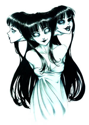 Fondo de pantalla de Tomie Oscura de Anime con Tres Cabezas — Oppo Pad 4 Pro Fondos de pantalla